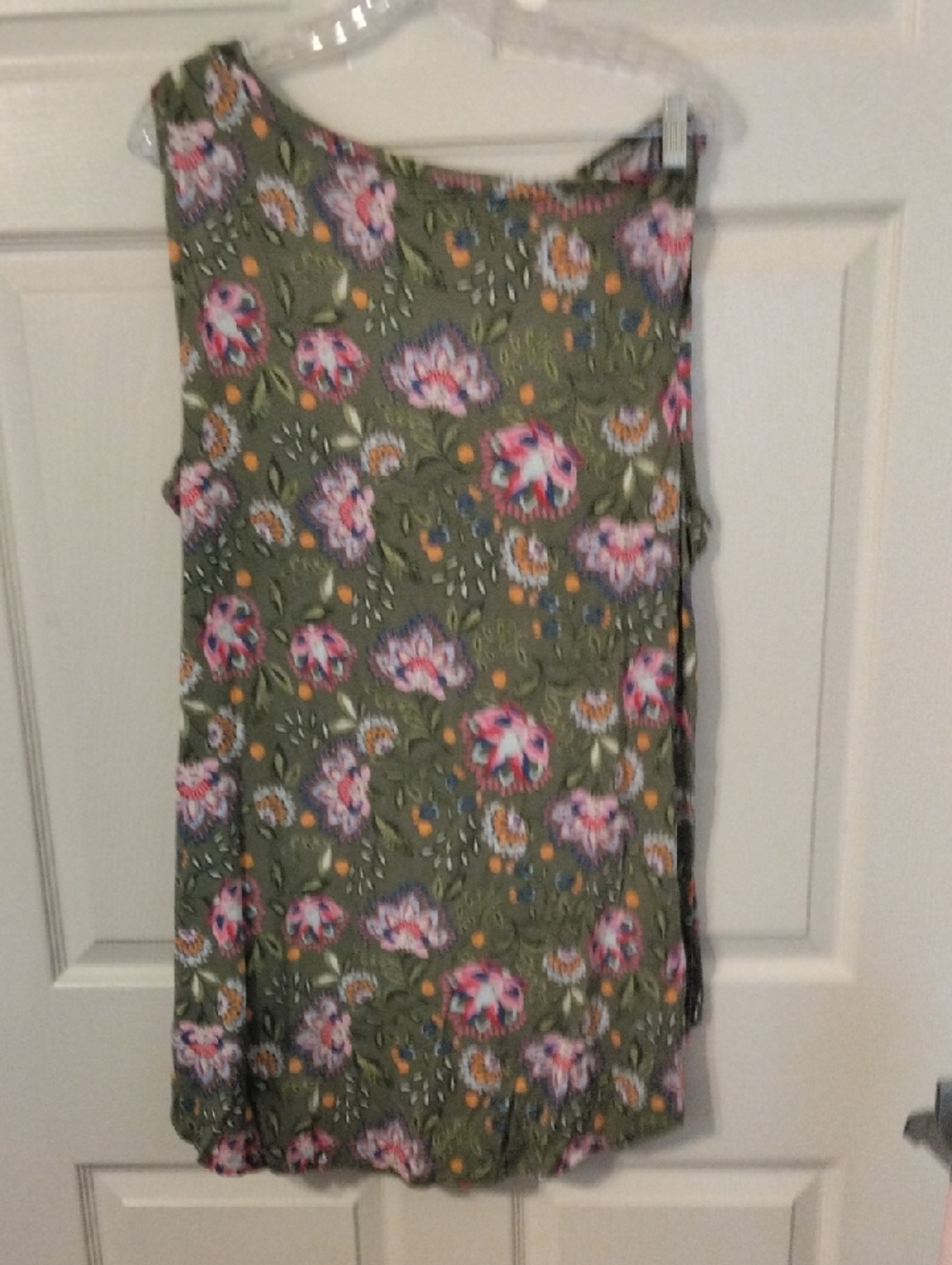 Lane Bryant Olive Green Floral Hi-Lo Tank Top - Picture 3 of 3